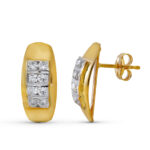 18K PENDIENTES ORO AMARILLO CIRCONITA RODIO CIERRE PRESION