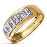 18K SORTIJA ORO BICOLOR BRILLO CON CIRCONITAS, ANCHO: 7 MM
