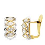18K PENDIENTES BICOLOR CIRCONITA 12X7 MM CIERRE CATALAN