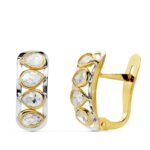 18K PENDIENTES PIEDRAS PERA BICOLOR 14X5 MM CIERRE CATALAN