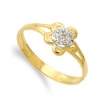 18K SORTIJA ORO BICOLOR CON FLOR Y CIRCONITA 7 MM CUERPO 2 MM