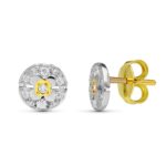 18K PENDIENTES ORO BICOLOR CIRCONITA 8 MM CIERRE PRESION