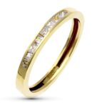 18K SORTIJA ORO AMARILLO CIRCONITAS CARRIL, ANCHO 3 MM