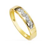 18K SORTIJA ORO BICOLOR MACIZA CALADA CON CIRCONITA, ANCHO: 4 MM