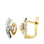 18K PENDIENTES BICOLOR CIRCONITA 11X5 MM CIERRE CATALAN