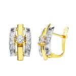 18K PENDIENTES BICOLOR CIRCONITA 13X7 MM CIERRE CATALAN