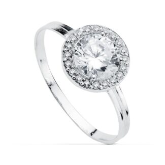 18K SORTIJA ORO BLANCO MOTIVO REDONDO CIRCONITA 6 MM, ANCHO: 9 MM