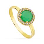 18K SORTIJA ORO AMARILLO MOTIVO REDONDO CIRCONITA VERDE 6 MM, ANCHO: 9 MM