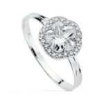 18K SORTIJA ORO BLANCO CON FLOR Y CIRCONITAS, ANCHO: 9 MM