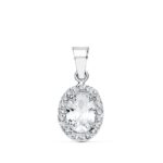 18K COLGANTE ORO BLANCO OVAL CIRCONITA 10X8 MM
