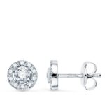 18K PENDIENTES ORO BLANCO REDONDO CON CIRCONITA 7 MM CIERRE PRESION