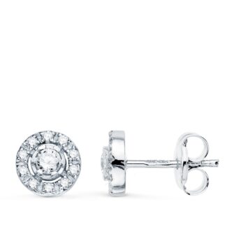 18K PENDIENTES ORO BLANCO REDONDO CON CIRCONITA 7 MM CIERRE PRESION