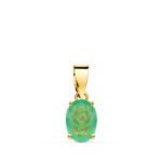 18K COLGANTE ORO AMARILLO GARRAS PIEDRA CUARZO VERDE 8 X 6 MM