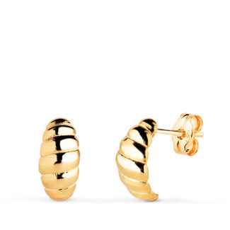 18K PENDIENTES ORO AMARILLO GALLONES EN BRILLO, MEDIDA: 11 X 6 MM, CIERRE PRESION