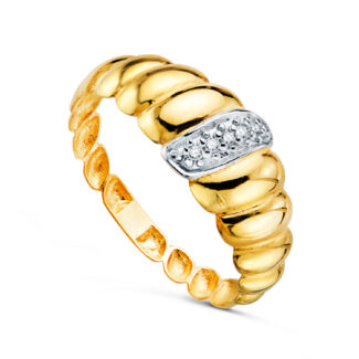 18K SORTIJA ORO AMARILLO CROISSANT GALLONES MOTIVO CON CIRCONITAS, ANCHO: 7,5 MM