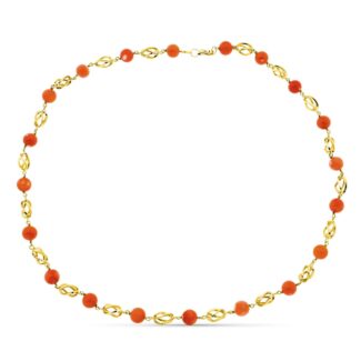 18K GARGANTILLA ORO AMARILLO JAULA CORAL FINO JAPONES 8 MM 50CM
