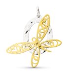 18K COLGANTE ORO BICOLOR OVAL CON LIBELULA Y OVAL