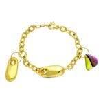 18K PULSERA ORO AMARILLO PIEDRA COLOR COLGANTE