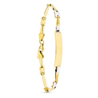 18K ESCLAVA ORO BICOLOR MATE Y BRILLO 18CM