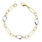 18K PULSERA HUECA ORO BICOLOR 19CM