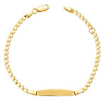 18K ESCLAVA ORO AMARILLO BARBADA MACIZA 2,5MM, PLACA CHAPA: 25X4MM, LARGO 14,5 2 CM