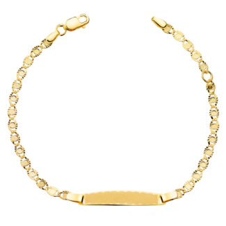 18K ESCLAVA ORO AMARILLO TALLADO MACIZO 2,8MM, PLACA CHAPA: 25X4MM, LARGO 14,5 2 CM