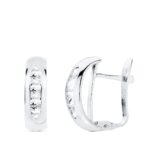 18K PENDIENTES ORO BLANCO BANDA CIRCONITA 13,5X5 MM CIERRE CATALAN