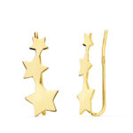 18K PENDIENTES ORO AMARILLO TREPADORES ESTRELLAS 16X7 MM