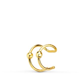 18K PENDIENTES EAR CUFF CARTILAGO OREJA ORO AMARILLO BOLITAS, 8 MM