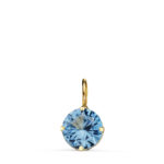 18K COLGANTE ORO AMARILLO REDONDO CON PIEDRA COLOR AGUAMARINA 6 MM,