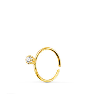 18K PIERCING ORO AMARILLO NARIZ CON CIRCONITA GARRAS 2MM, DIAMETRO: 8 MM