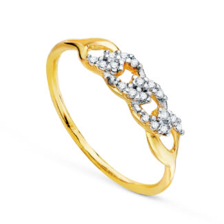18K SORTIJA ORO BICOLOR ESLABONES CON CIRCONITAS, ANCHO CUERPO: 1MM
