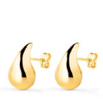 9K PENDIENTES GOTA LISA ORO AMARILLO 16 X 9 MM CIERRE PRESION