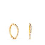 18K AROS ORO AMARILLO ONDA CON CIRCONITAS, MEDIDA: 12 X 1 MM, CIERRE DE CLIP