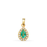18K COLGANTE ORO AMARILLO PIEDRA GOTA TOPACIO PARAIBA Y CIRCONITAS, 11 X 6 MM,