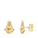 18K PENDIENTES ORO AMARILLO VIRGEN DEL ROCIO BRILLO 9 X 7 MM, CIERRE PRESION