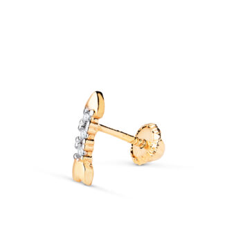 18K PIERCING ORO BICOLOR FLECHAS CON CIRCONITAS, MEDIDA: 8,5 X 3,5 MM, CIERRE TUERCA