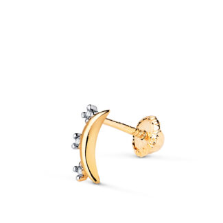 18K PIERCING ORO BICOLOR LUNA CON CIRCONITAS, MEDIDA: 8X4 MM, CIERRE TUERCA