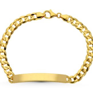 18K ESCLAVA ORO AMARILLO MACIZA BARBADA 21CM 6 MM