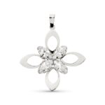 18K COLGANTE ORO BLANCO FLOR PIEDRAS 32X29 MM 1,95 GR