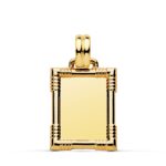 9K PLACA CHAPA ORO AMARILLO BRILLO CON BORDE 22X17 MM