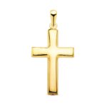 18K CRUZ ORO AMARILLO LISA PLANA HUECA EN BRILLO 25X16 MM