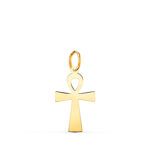 18K COLGANTE ORO AMARILLO BRILLO CRUZ DE LA VIDA 18 X 10 MM