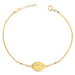 18K PULSERA ORO AMARILLO CON MEDALLA ORO AMARILLO MILAGROSA 13 X 10 MM, LARGO: 17 2 CM