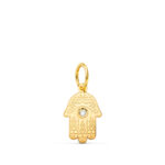 18K COLGANTE ORO AMARILLO MANO DE FATIMA TALLADA CIRCONITA 11 X 6,5MM
