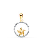 18K COLGANTE ORO BICOLOR REDONDO CON ESTRELLA DE MAR, 13MM