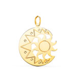 18K COLGANTE ORO AMARILLO DE LUNA CON SOL EN BRILLO 22 X 21MM