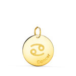 18K HOROSCOPO ORO AMARILLO CANCER EN FRANCES BRILLO 16 MM