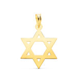 18K COLGANTE ORO AMARILLO ESTRELLA DE DAVID BRILLO 22 X 17 MM