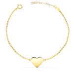 18K PULSERA ORO AMARILLO CORAZON EN BRILLO 12X10 MM, LARGO: 18 2 CM